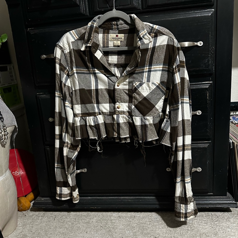 Woolrich Brown and Gray Plaid Shirt